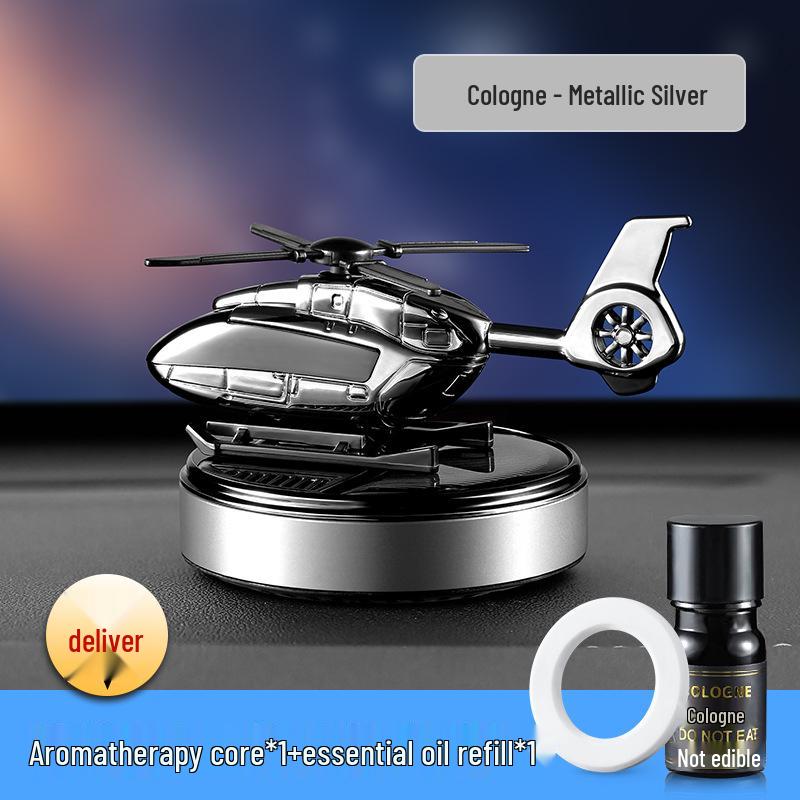 Solar Helicopter Air Freshener: Creative Camouflage Aircraft Car Perfume Ornament