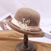 Autumn and winter fashionable and elegant all-match woolen basin hat, crimped dome top hat, women's new French retro wool top hat