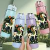 1PC Floral Unicorn Art 750ml Color Plastic Sports Water Bottle Leakproof Flip Straw Lid Suitable for Sports Office Home Use