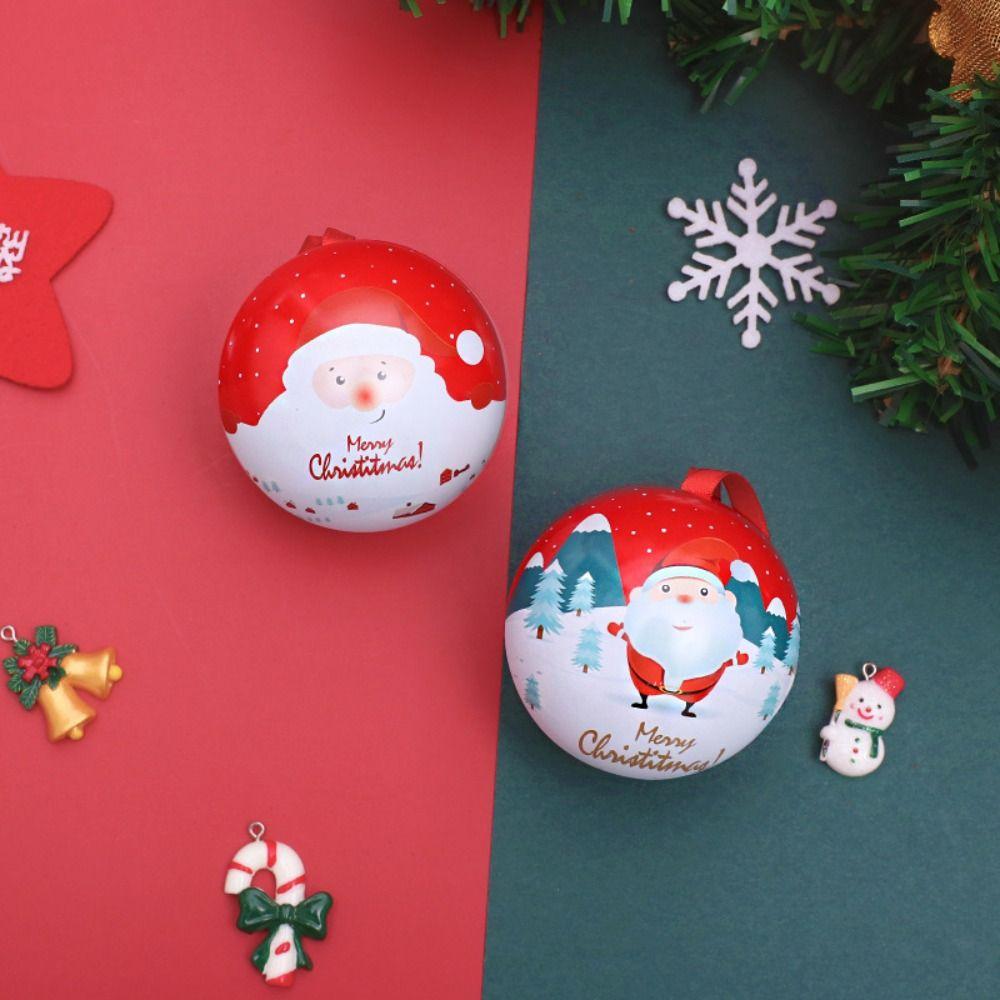 Iron Christmas Tree Balls Pendant Round Gift Packaging Box Christmas Decoration Ball Candy Can  DIY