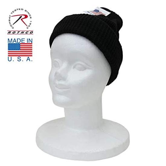 Rothco Solid Color Knit Twirly Knit Acrylic Watch Black Cap, Beanie, Hat, Cap,