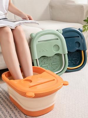 1 Stück faltbare Massage-Fußwanne für Erwachsene, für den Heim- und Wohnheimbereich, schlichtes Design mit Deckel, tiefe Fußbadewanne