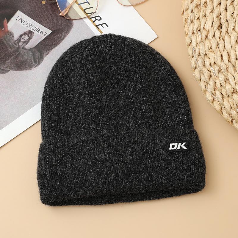 Thickened and Warm In Autumn and Winter Knitted Head Hat Casual Big Head Circumference Pile Hat Outdoor Cold Protection Versatile Cold Hat Trend