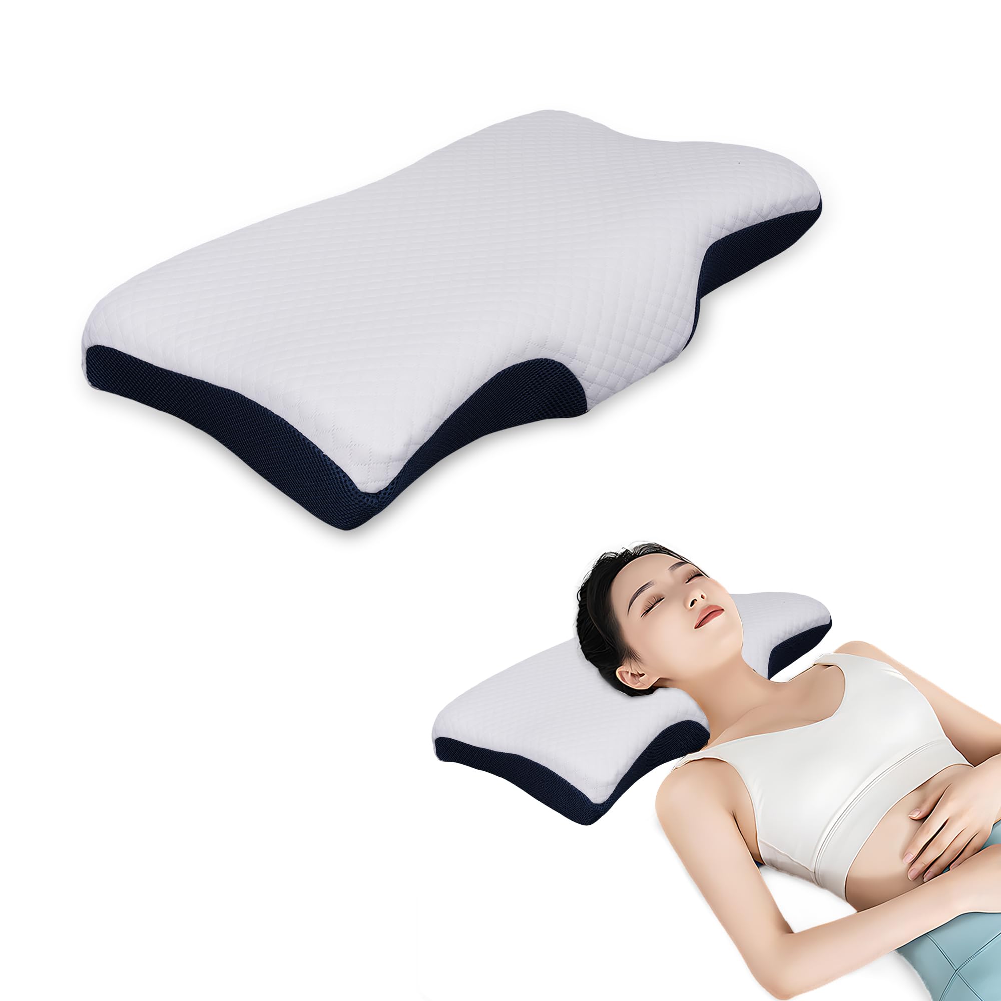 

VECELO Memory Foam Pillow, Neck Relief, Ergonomic, Breathable, Suitable for Side and Back Sleepers, Low and High Height, Comfortable Sleep Pillow,
