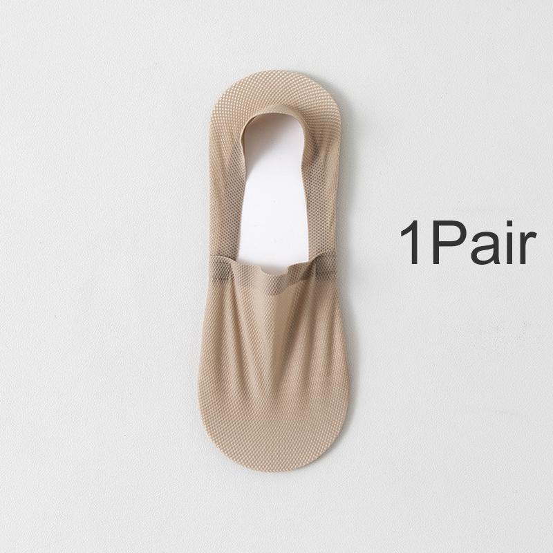 

1Pair Ankle Short Men Cotton Solid Invisible Socks Anti-slip Boat Socks Ice Silk Mesh