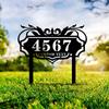 Cartello Segnaletico per Giardino in Metallo, Targa Personalizzata con Numero Civico, Decorazione Artistica Moderna per Cortile, Segnaletica Personalizzata per Viale