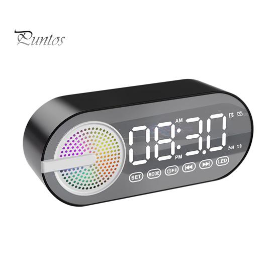 Trådløs Bluetooth-kompatibel høyttaler liten vekkerklokke Energisparende modus LED-skjerm Trådløs musikkhøyttaler med doble alarmer
