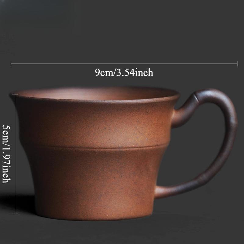 

Rough Pottery Bamboo Handle Teacup Chinese Style Household Personal Coffee Cup Tea Tasting Cup Drinking Utensils Wine Glass 100ml