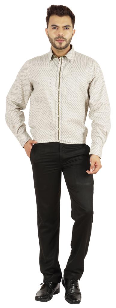 BestMan Printed Shirt For Mens Cotton Office Wear Long Sleeves Button Down Formal