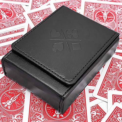 Luck Lab Single Deck Leather Playing Card Case/Holder - Black - Fits Poker and Bridge Size Cards