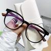 1pc Blue Light Blocking Glasses Retro Wood Grain Round Square Frame for Eye Protection