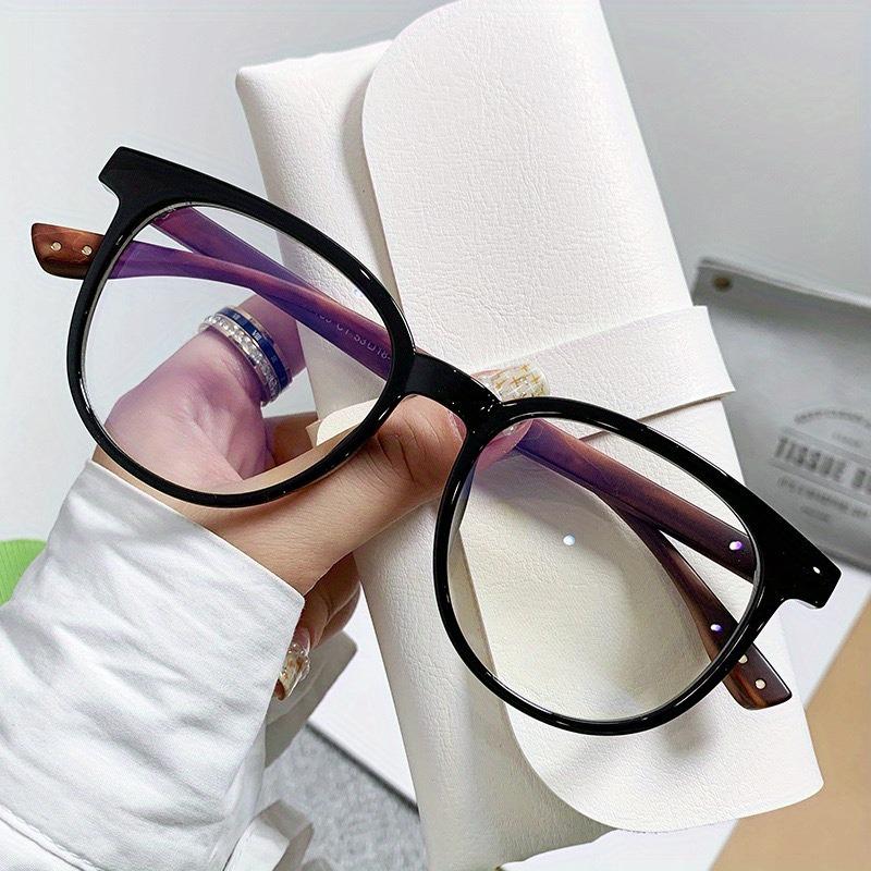 1pc Blue Light Blocking Glasses Retro Wood Grain Round Square Frame for Eye Protection