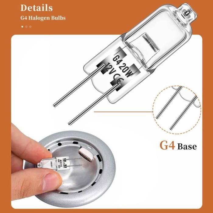 Ampoules Halogènes G4 - 10 pièces - 20W - 2800K - Durée de vie 2000h