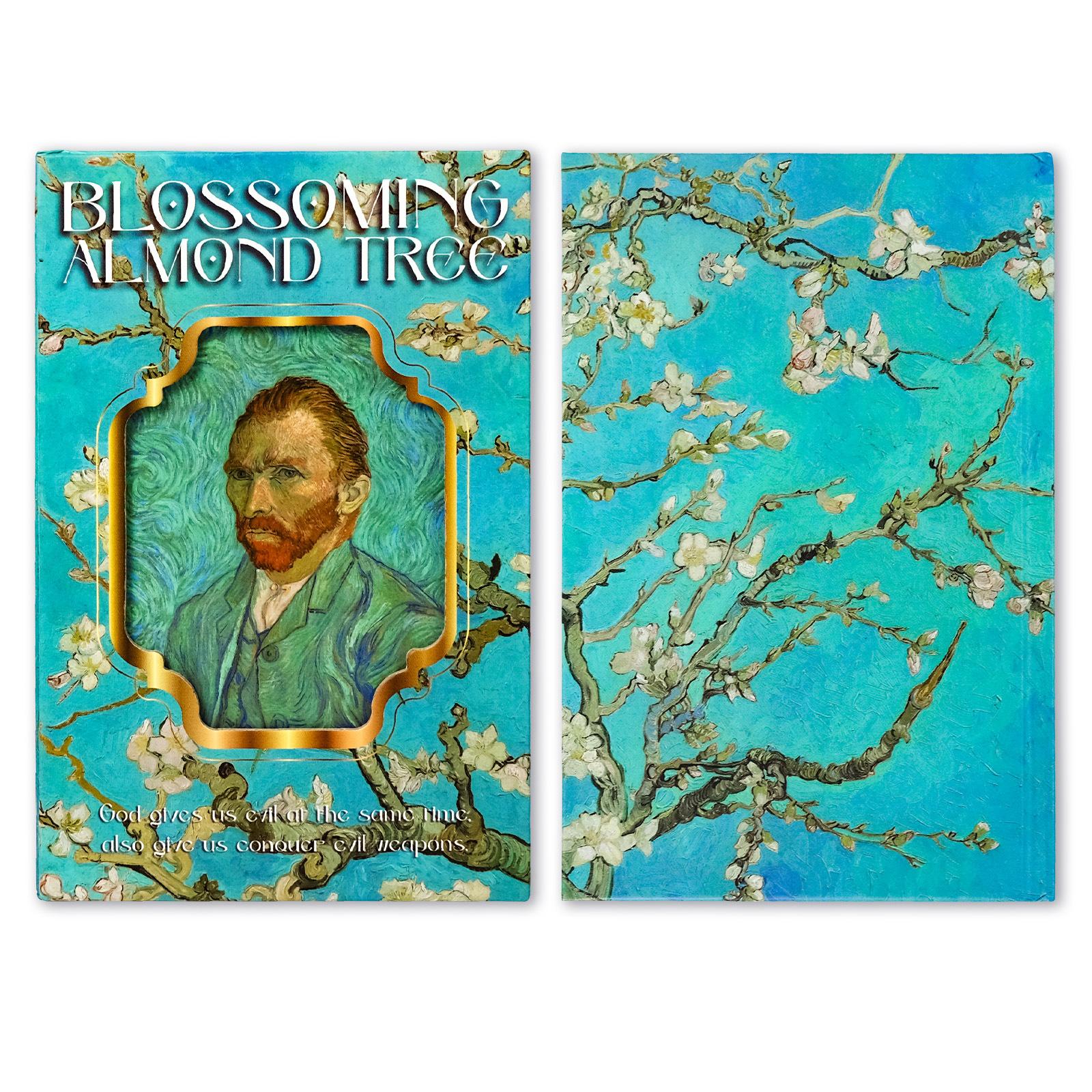 

Цветение абрикоса Открытый блокнот в стиле Ван Гога Руководство по производству Книга для записей Персонализированный дизайн Магнитная твердая кожа Внутренний лист Горизонтальная линия Книга