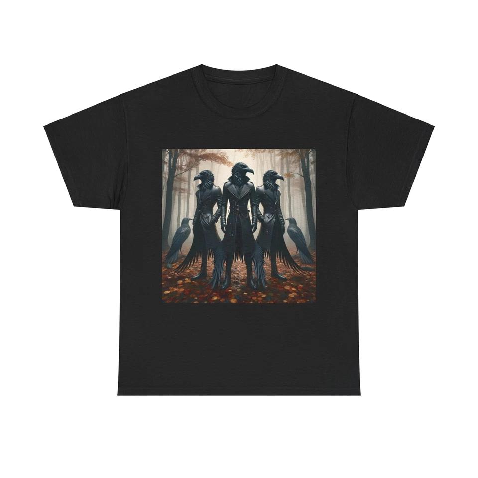 Unisex Adult T Shirt Raven Figures Misty Forest Fantasy 2XL