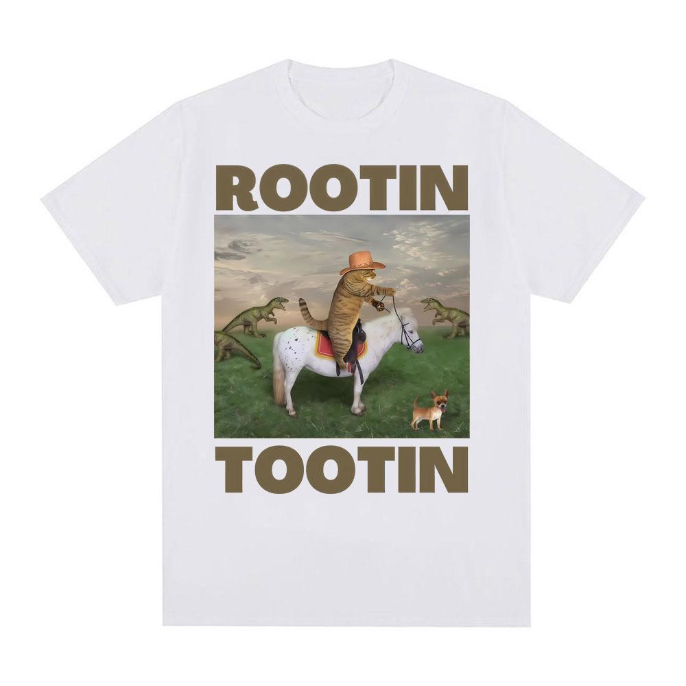 Rootin Tootin Cowboy Cat Graphic Tshirts Unisex Clothing Retro Fashion Humor Short Sleeve T Shirts Cotton Casual Oversized Tshirt
