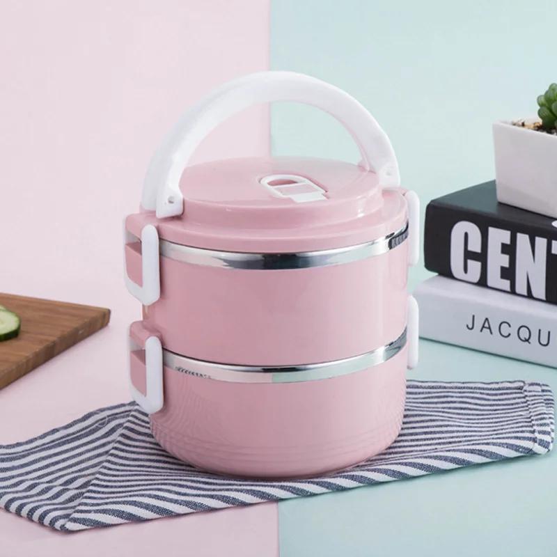 

Stainless Steel Lunch Box Thermal Bento Box Multi-Purpose Leakproof Portable Office School Picnic Salad Food Container 1 розовый