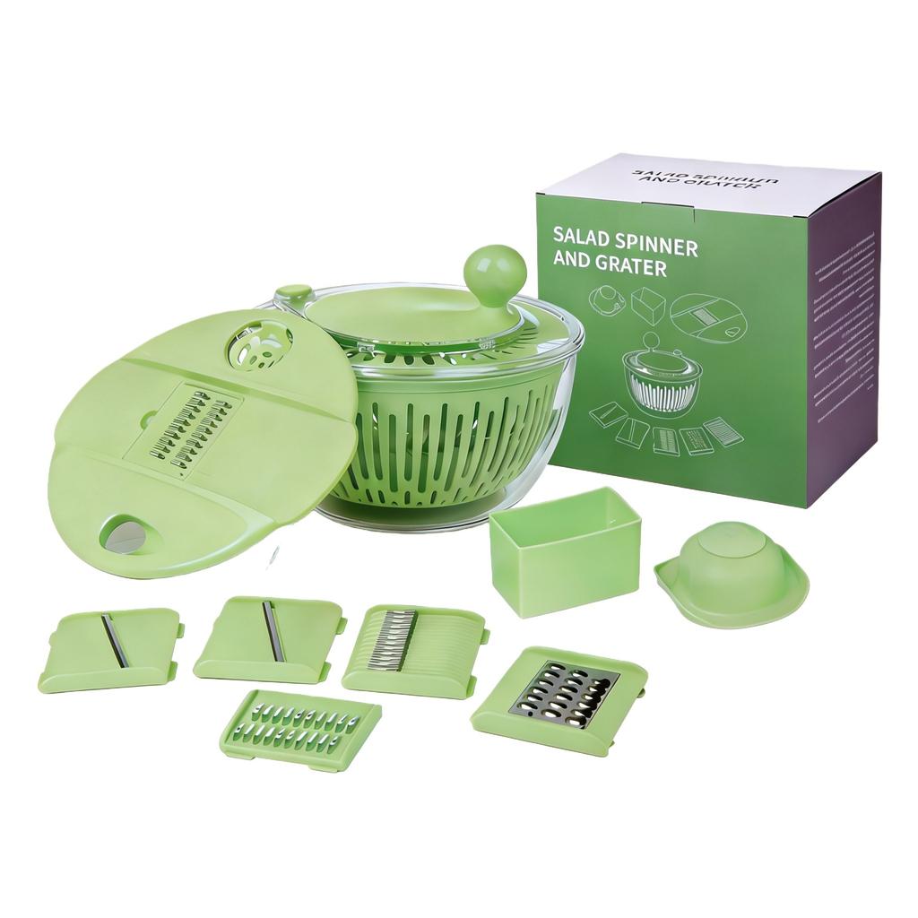 Multifunctional slicer, grater, press-type vegetable dehydrator, fitness meal fruit and vegetable kitchen draining basket with spin-dry function