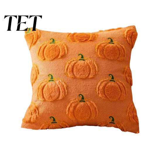 Cute Halloween Living Room Accents Plush Pumpkin Cushion Cover, Throw Pillow 18 X Inch Modern Minimalist Home Decor Ghost Soft Case for Spooky Season,