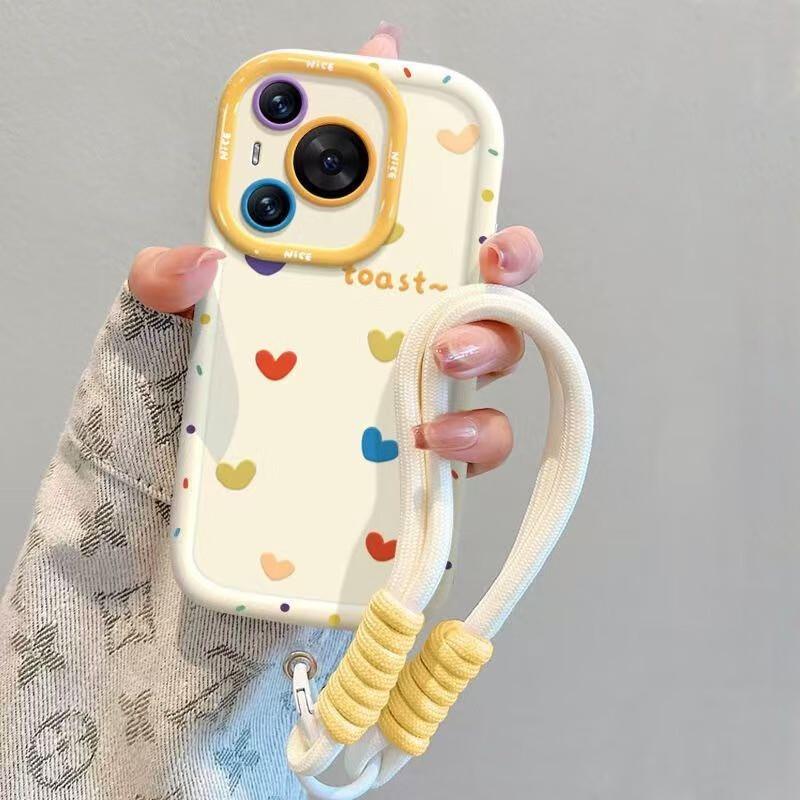 

Fumide iPhone 15 Pro Heart Bubble Bear White Bumper Case with Lanyard