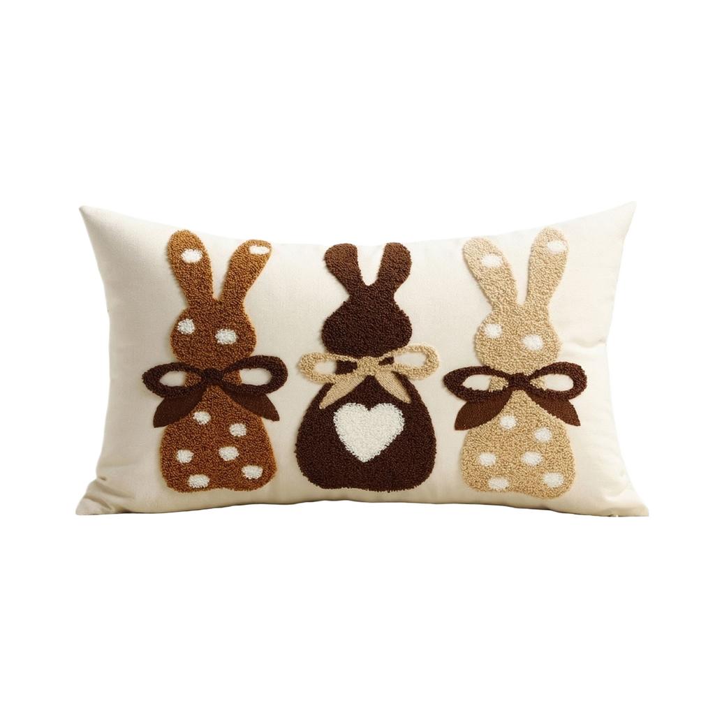 Easter Covers Easter Lumbar Case Embroidery Bunny Throw Cushion Case For Home Bedroom Sofa Couch Spring Decoration Gift