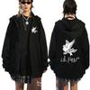Lil Peep Cry Baby Dove Graphic Zip Up Hoodie Casual Oversized Black Hooded Jacket Streetwear