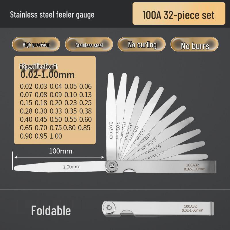 Stainless Steel High Precision Feeler Gauge Set for Valve Clearance Measurement