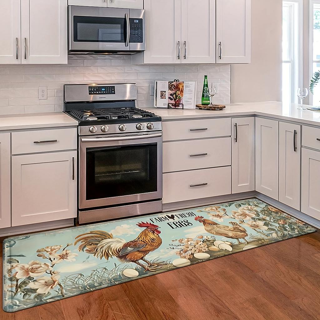 1 Stuk Anti-Vermoeidheid Keukenmatten Boerse Haan Bloemenprint Waterdicht Antislip Dik Gekussend Keukenmat Zwaar Uitvoering Comfort Staande Mat voor Keuken