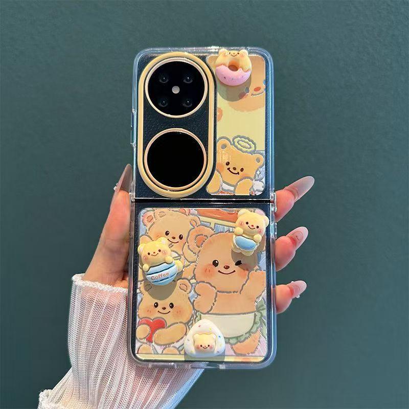 

Butter bear is suitable for Huawei POCKET2 mobile phone case, Samsung Xiaomi ZFLIP6 folding mobile phone case, feather yarn. huawei pocket2