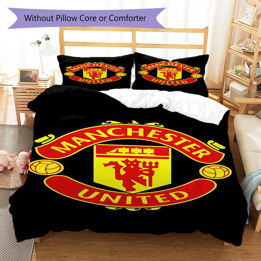 Set Lenzuola Trapunta Manchester United Copripiumino Federa Decorazione Casa Regalo di Compleanno (1 * copripiumino + 2 * federa, senza nucleo)