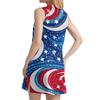 Rochie de vară casual de plajă cu gât în V pentru femei, fără mâneci, cu imprimeu de Ziua Independenței