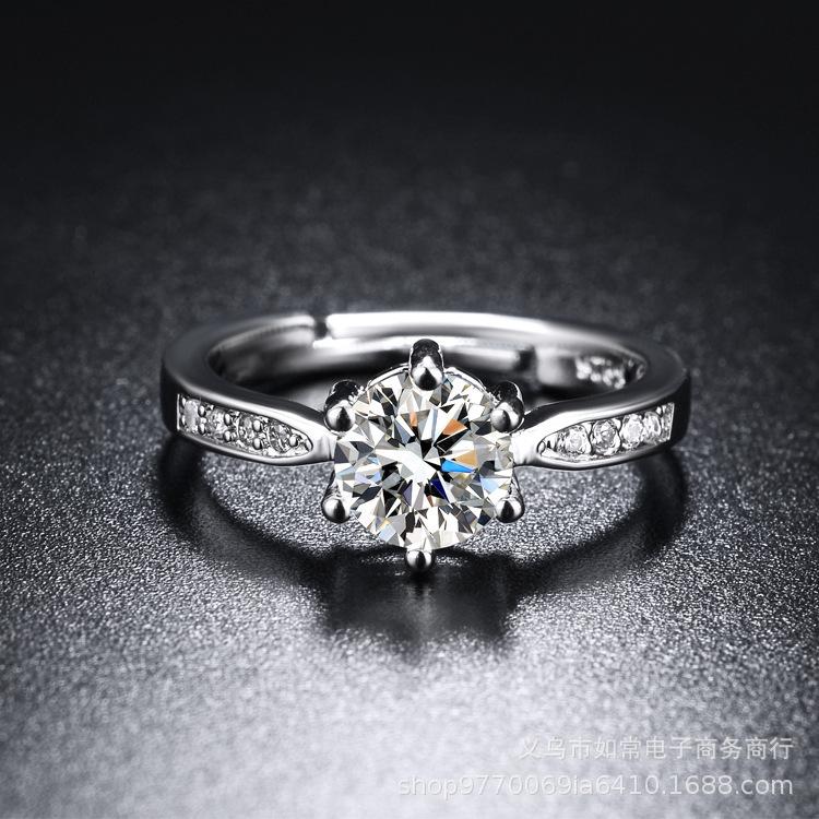 [Copper Products] Diamond-Encrusted Zircon Niche Design Opening Simple Ring Ring Woman