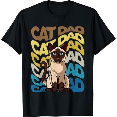 Retro Vintage Funny Cat Siamese Cat Dad Daddy T-Shirt for Men Women