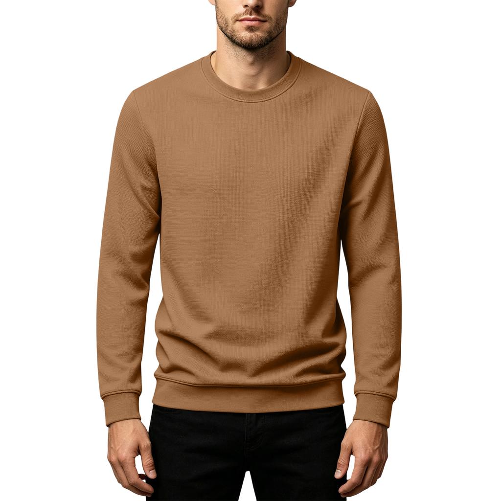 Men Casual Loose Fit Pullover Sweatshirt Crew Neck Long Sleeve Lightweight Soft Fabric Comfortable Daily Wear