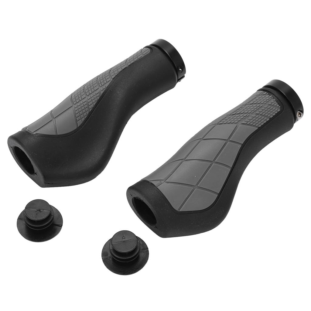 Bike Handle Handlebar Grips Mountain Bike Replacement Handlebar Grip with End Caps for Replacement RepairBlack and Grey