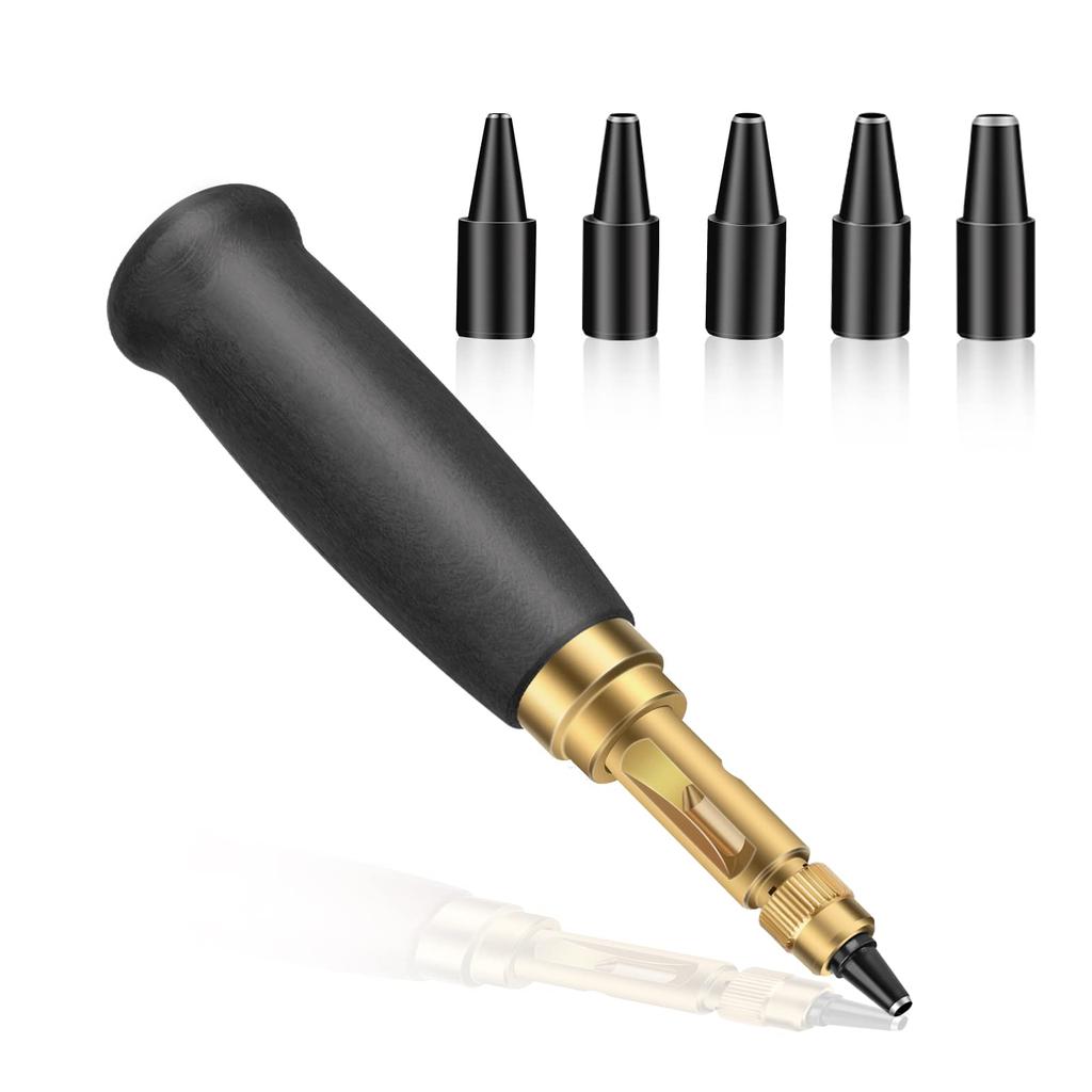 Fenrry Adjustable Screw Hole Punch Automatic Hole Punch Tool with Black Wooden Handle Bookbinding Tool