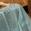 Embroidery Flower Pattern Women Shirt Retro Style Round Neck Pullover Tops 3 4 Sleeve Summer Casual Blouse