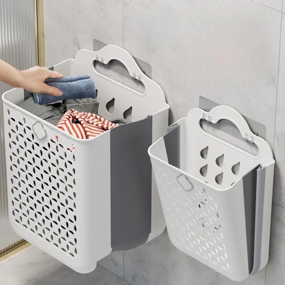 Foldable Dirty Clothes Basket Large Capacity and Load-bearing Clothing Storage Basket Bathroom Household Plastic Storage Basket