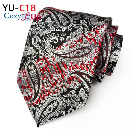3.15" Fashion Striped PaisleyTie Men Flower Necktie for Wedding