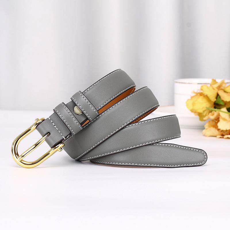 2.4Cm New Korean Version Of Simple Fashion Trend Belt Women'S Genuine Leather First Layer Cowhide Versatile Casual Pants Belt Belt