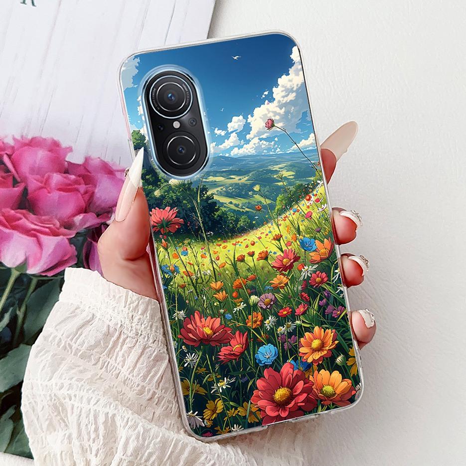 For Huawei Nova 9 SE Case Nova9 Pro Luxury Flowers Painted Cover Soft Slim Phone Case For Huawei Nova 9 Pro Nova9 SE Fundas Bags
