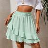 Women Summer High Waist Solid Color Irregular Ruffles Mini Skirts
