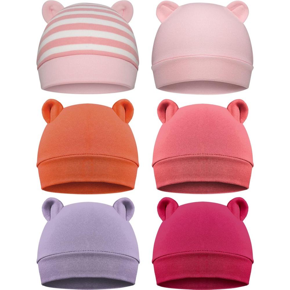 

6Pcs/Set Newborn Bear Ears Baby Hat, 0-3 Months Male Baby Female Baby Toddler Hat,Baby Beanies Hat, Suitable for Daily Wear