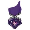 Kids Girls Single Shoulder Strap Letters Printed Swimming Bodysuit