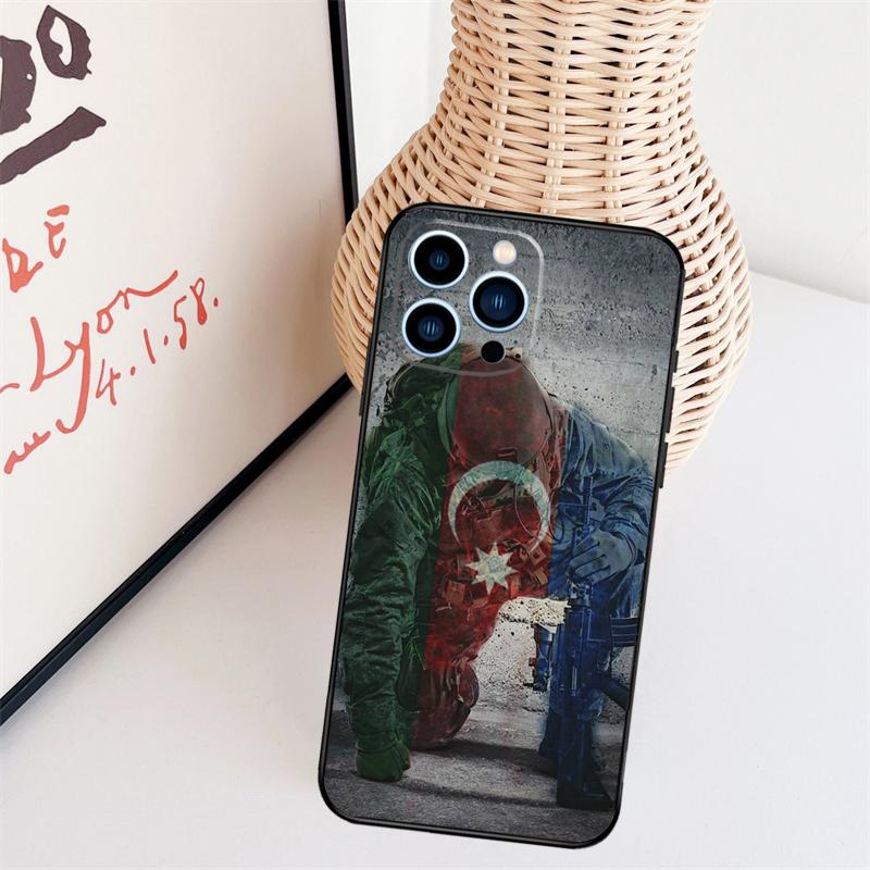 Azerbaijan Flag Phone Case For iPhone 16 Pro Max 14 13 12 11 15 17 Pro Max Mini 15 16 Plus 16e Back Cover