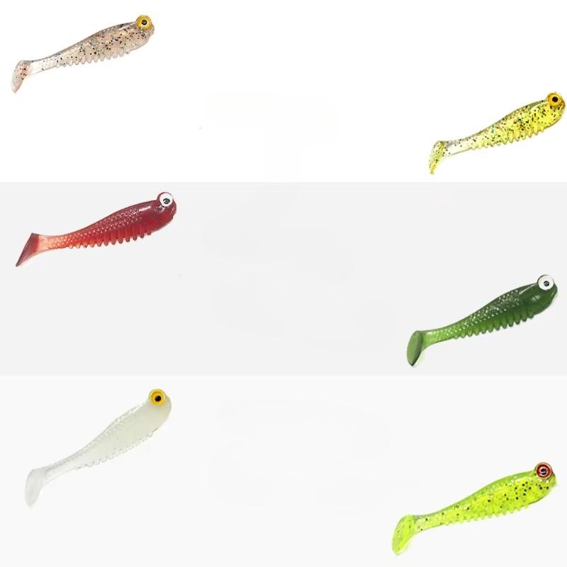 5pcs Glow in The Dark Soft Lure Baits 5cm 1.3g Realistic T-Tail Fish Imitation for Night Fishing Sea River Fishing Tackle Gear