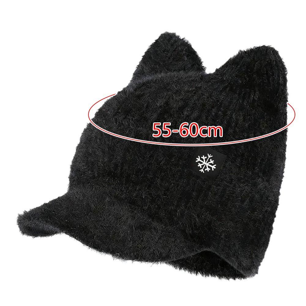 Trendy Candy Colors Winter Hat Cat Ear Shape Warm Faux Fur Hat Soft Cat Ear Beanie Winter Season