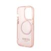 Guess Gold Outline Translucent Magsafe - Etui Iphone 14 Pro (Różowy)
