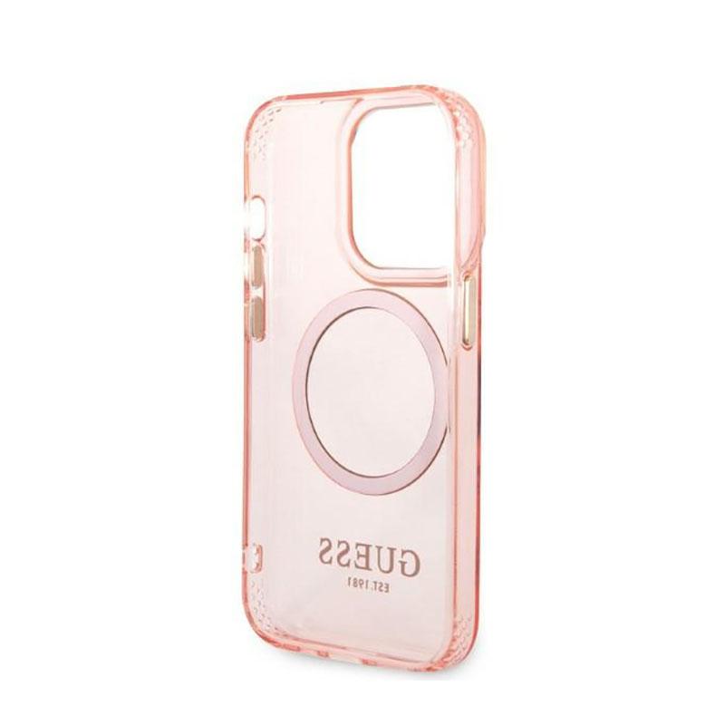 Guess Gold Outline Translucent Magsafe - Etui Iphone 14 Pro (Różowy)