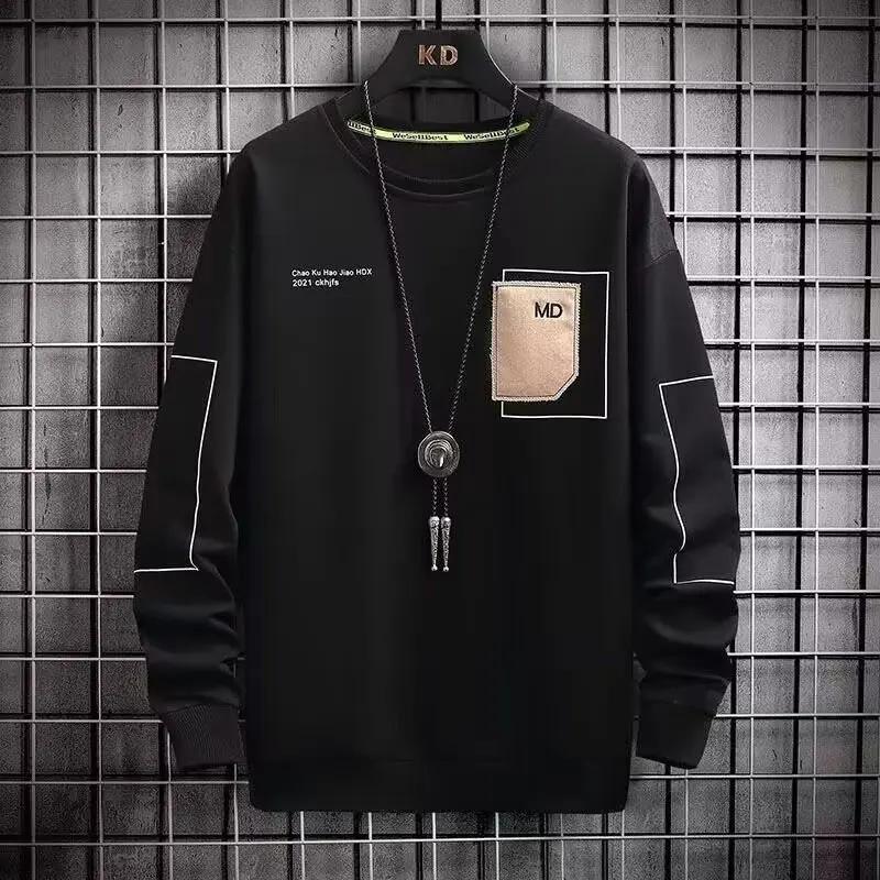 

Men s Long Sleeve T-Shirt Casual Round Neck Inner Base Layer Top Sweatshirt Fashionable Two-Piece Illusion Apparel S білий